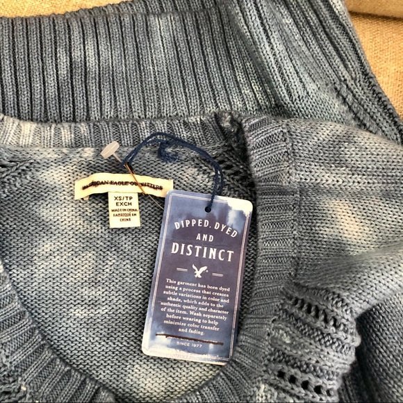 American Eagle Outfitters Blue Long Sleeve Tie Dye Crewneck Sweater Small New - Picture 9 of 11
